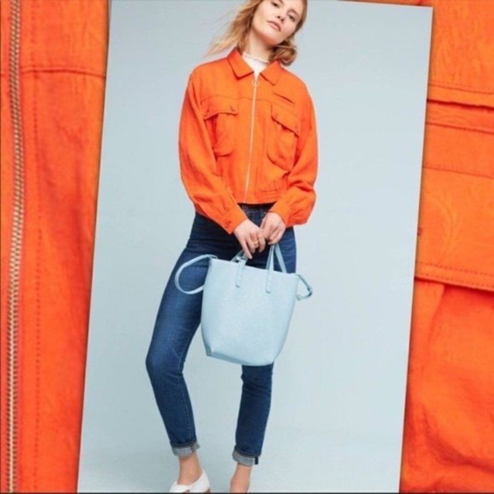 𝅺anthropologie Linen Cropped Jacket - Picture 2 of 6